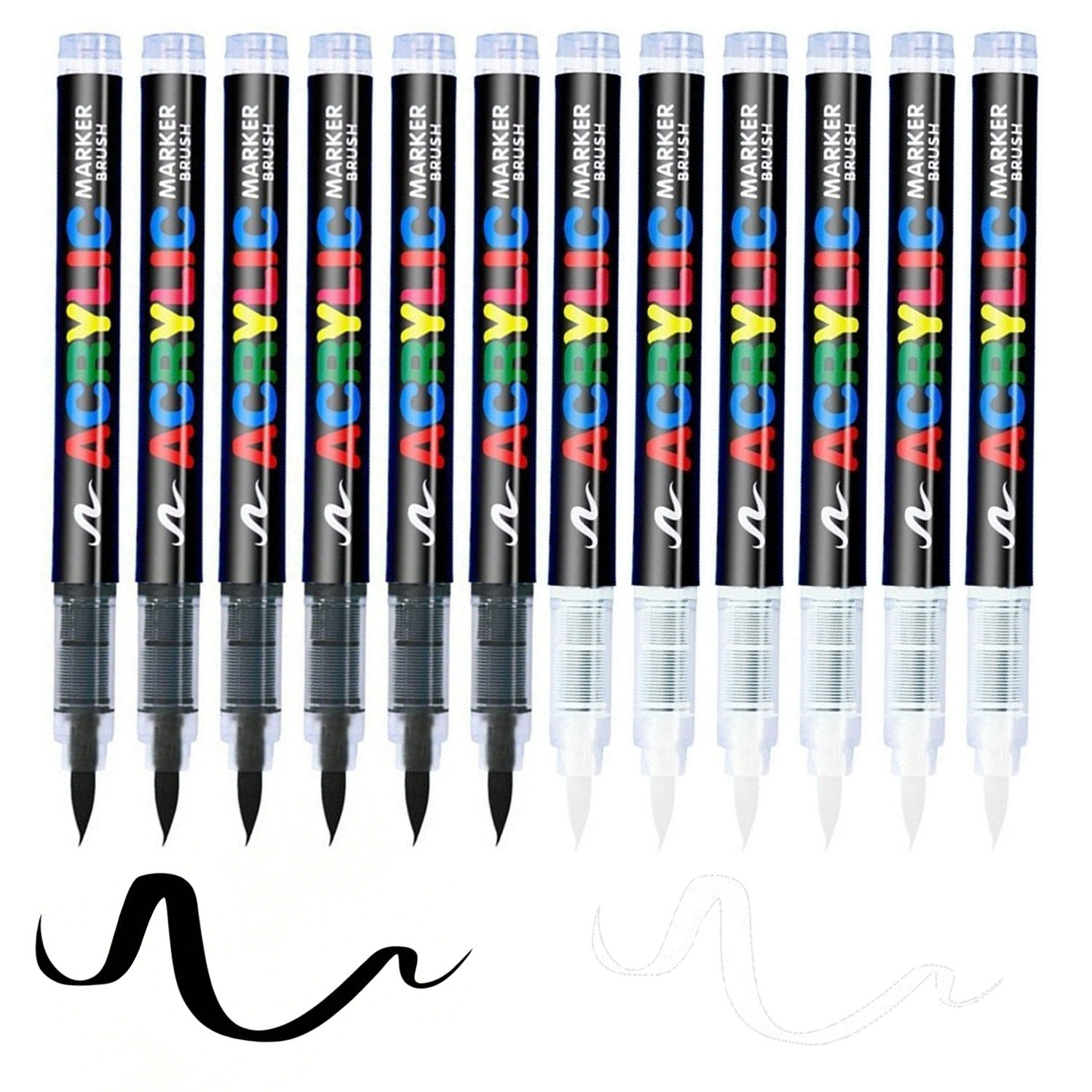 Whiteboard Marker Set - Lot de 12 marqueurs acryliques noirs/blancs