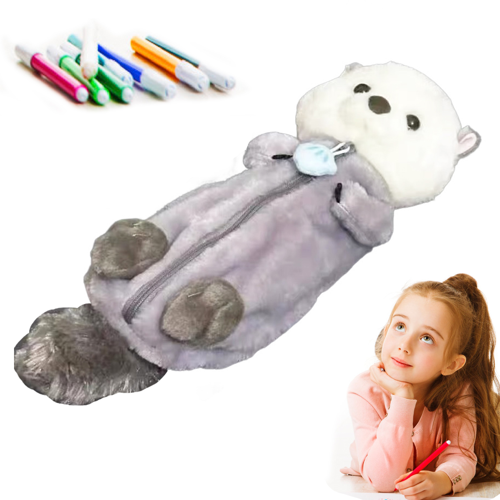 Stationery Supply - Trousse à crayons en peluche créative,