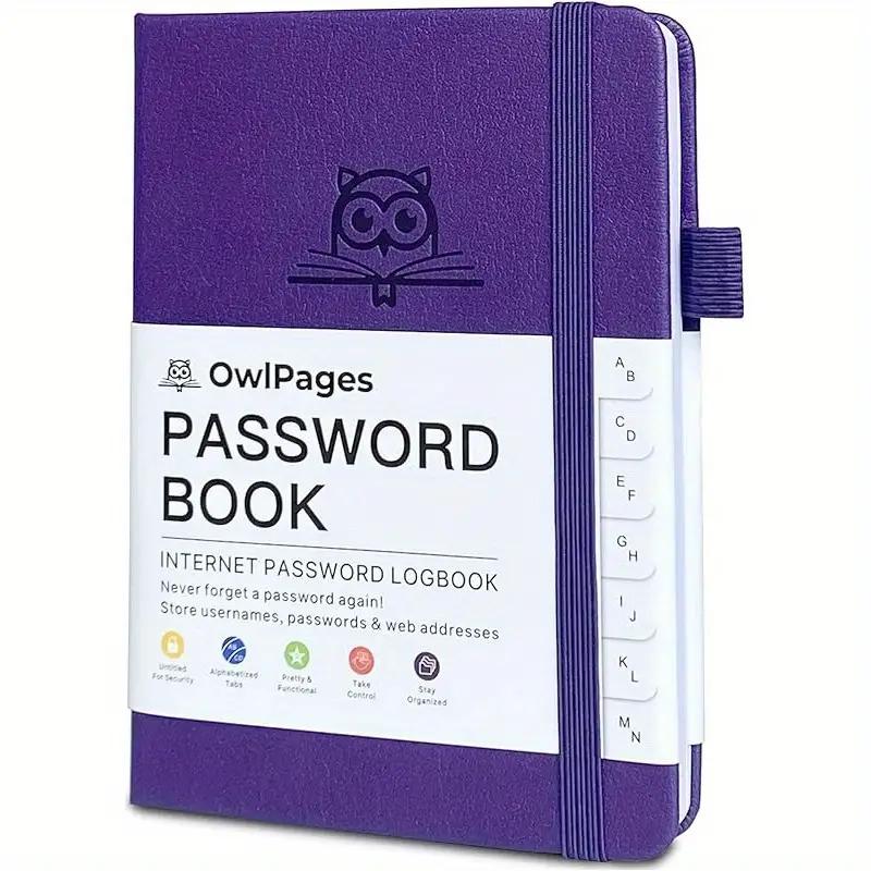 Journal Leather Hardcover - Carnet de mots de passe avec