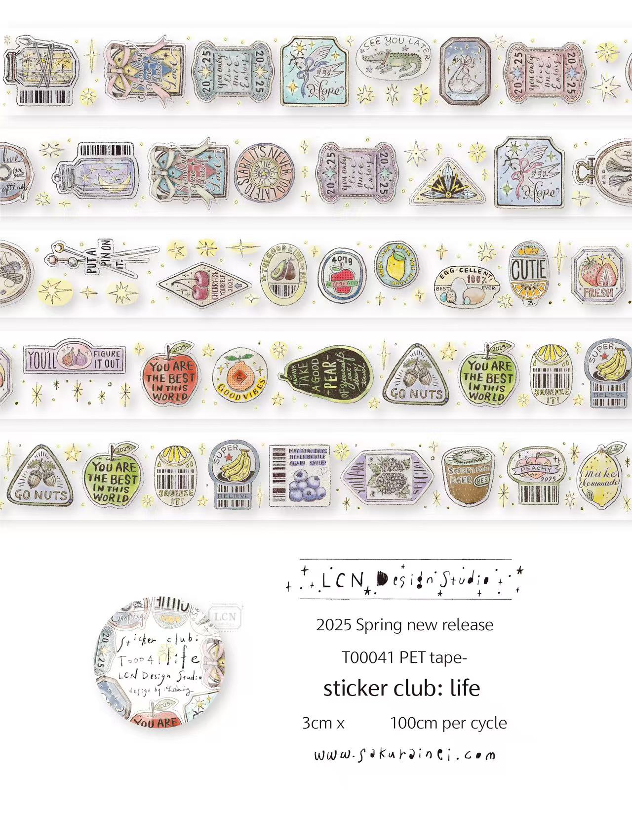 Washi Tape Set - Autocollant Vintage LCN, 1 boucle, bande